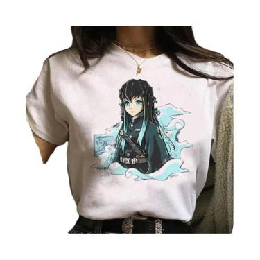 Imagem de Camiseta Feminina Demon Slayer Kimetsu No Yaiba Engraçada Y2K Manga Es