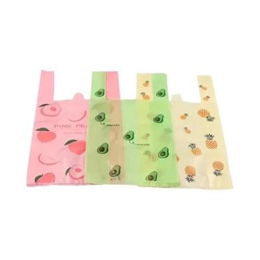 Imagem de Sacolas Plásticas Coloridas Com Padrão De Frutas 50100PCS Embalagem Pa