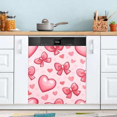 Imagem de ATTX Capa magnética para lava-louças Dia dos Namorados corações vermelhos | Adesivo decorativo de eletrodomésticos de 58 x 66 cm para armários domésticos e eletrodomésticos #83