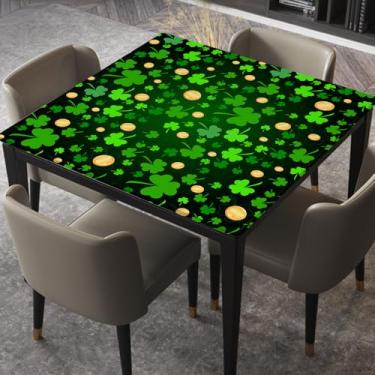 Imagem de ZYRALLAX Toalha de mesa quadrada para mesa de 61 x 61 cm, estampa de trevo de mesa e moeda no dia de São Patrício, para eventos internos e externos, decoração de feriados, estilo 19
