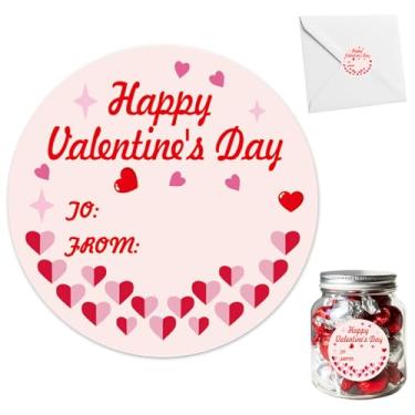 Imagem de BEISHIDA 60 peças de adesivos de presente de dia dos namorados vermelho e rosa, adesivos redondos de 5 cm, de e para etiquetas para cartões de selos de envelope, embrulho de presente, suprimentos de
