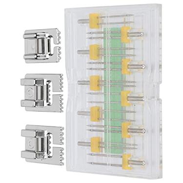Imagem de Yosoo Tamanhos Mistos de Calcador de Agulhas Duplas, Agulhas de Costura de Aço Inoxidável Com Caixa de Plástico, 3 Calcadores para Costura Doméstica