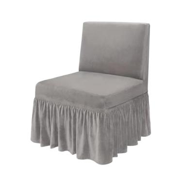 Imagem de NICEEC Capa de cadeira cinza claro elastano com detalhes sem braços, elástica, supermacia, moderna, sem braços, protetor de cadeira lavável para sala de estar, quarto, estudo, sala de jantar