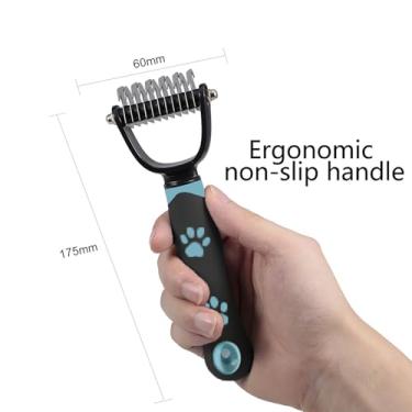 Imagem de Ferramenta de Toalete para Pets Pente Dematador Lateral Subpelo Tapetes Emaranhados Escova Desprendimento Cães Gatos com Design 6 e 11 Dentes Grip Antiderrapante Ergonômico Pelos Curto Médio Longo