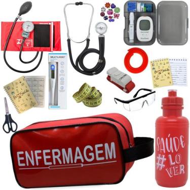 Imagem de Kit Enfermagem Aparelho Pressao Esteto Medidor Glicose Multi PAMED - P