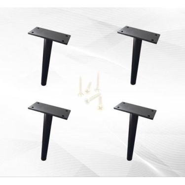 Imagem de KIT 4 Pés de Metal 18cm Preto Multiuso Para Armário Mesas de Cabeceira
