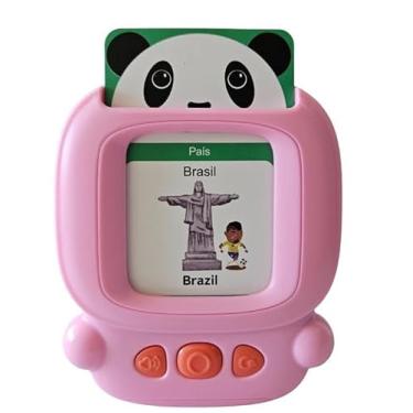 Imagem de Brinquedo Educativo Infantil Montessori Leitor de Cartões Flash em Português e Inglês - 112 cartões com 224 palavras (Rosa)