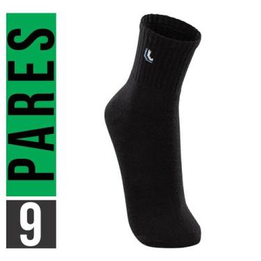 Imagem de Kit 9 Pares Meias Lupo Original Cano Alto Algodão, Preto, M-37/40