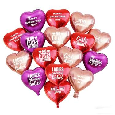 Imagem de Decorações de Dia de Galentinas, 18 peças de balões de dia de Galentinas, balões de coração para meninas, damas, decoração de festa do dia dos namorados, gangue de Galentine, senhoras celebrando