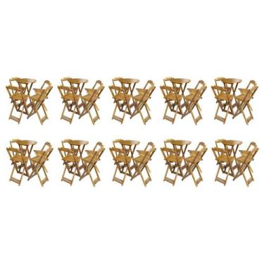 Imagem de Kit 10 Jogos de Mesa Bistrô de Madeira com 4 Cadeiras Dobravel Ideal p