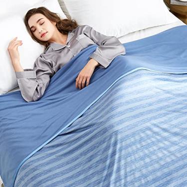 Imagem de Cobertor refrescante Guohaoi (tam. queen 228 x 228 cm) p/ acalorados, suores noturnos, 100% certif. Oeko-Tex, fibra fria Arc-Chill Q-Max > 0,5, respirável, ultra frio, hipoalergênico, todas estações