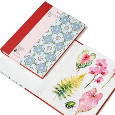 Imagem de Arrtx Caderno de desenho em aquarela - 100% algodão, 63,5 kg, 300 g/m², 24 folhas, 48 páginas, caderno de aquarela-21 cm x 14,7 cm