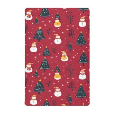 Imagem de Wassud Jogo de lençol de berço vermelho para meninos e meninas com árvores de Natal e bonecos de neve, lençol com elástico neutro 71 x 132 cm