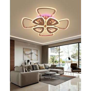 Imagem de Luminária de teto LED RGB moderna com anel dimerizável para sala de estar, com controle remoto e efeitos de gradiente de cores. Ideal para quarto, cozinha, escritório e sala de jantar (8 lâm