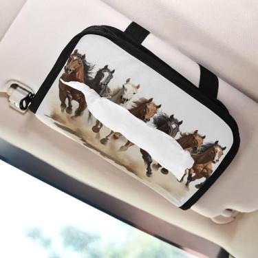 Imagem de SEHANY Suporte de lenços de carro Majestic Horse, caixa de lenços para carro, viseira solar, porta-guardanapos retangular, dispensador de máscara de carro, caixa de lenços de papel para automóveis