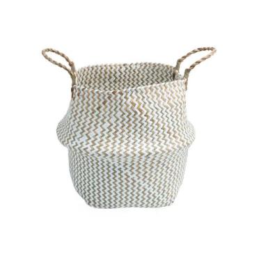 Imagem de Cesto de seagrass branco 39cm com alças - Oikos, U, BRANCO