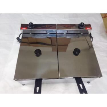 Imagem de Fritadeira elétrica 2 cubas 14 litros industrial  com tampa - MORAIS C