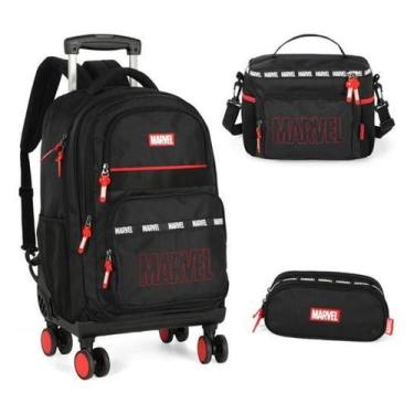 Imagem de Kit Mochila Rodinhas 360 Estojo Lancheira Marvel Avengers - Luxcel
