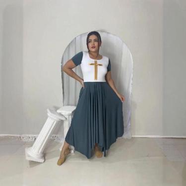 Imagem de Vestido de Dança Coreografia Plus Size Cruz Moda Evangélica - MISS FLO