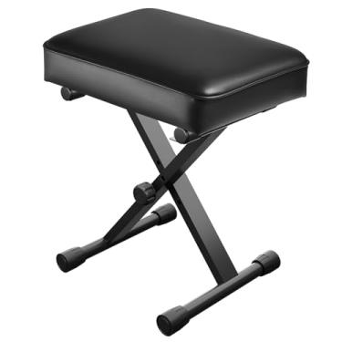 Imagem de Banco de teclado ajustável para piano – 3 níveis de altura, almofada espessa de 9 cm, confortável e de suporte, banco de piano portátil, antiderrapante e durável, adequado para iniciantes e jogadores