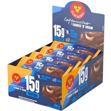 Imagem de Barra Proteica 3 Corações Cappuccino Cookies 12 Unidades 50g - 3 Corae