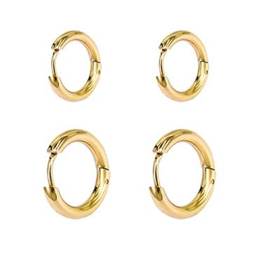 Imagem de GSHOPVV 2 pares de brincos de argola de ouro banhados a aço inoxidável 316L de 18 mm e 20 mm para mulheres e homens