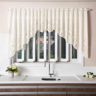 Imagem de Cortina De Renda Para Cozinha Cascata Clássica - Marfim - Interlar