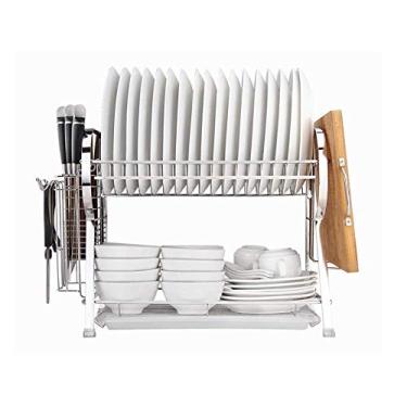 Imagem de U5GAAALPPQ9 Rack de utensílios de mesa, escorredor de louça, prateleira de prato, suporte de faca, pauzinhos, suprimentos de armazenamento de tubos, aço inoxidável, cozinha, antiferrugem, plástico