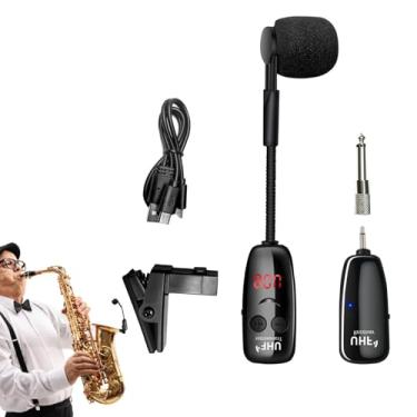 Imagem de Microfone para Saxofone, de Captação com Ecrã Digital LED, Com Ecrã Digital LED E Alcance De Até 50 Metros Para Microfone De Flauta, Para Piano, Acordeão, Trompete E Instrumentos Acústicos