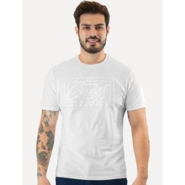 Imagem de Camiseta Guess Masculina Los Angeles Cursive Relevo Branca-Masculino