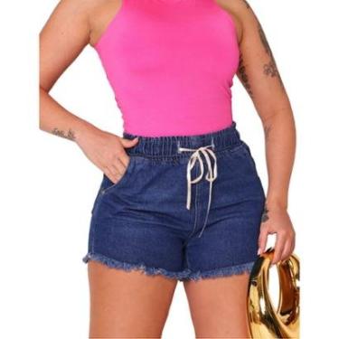 Imagem de Shorts Jeans Feminino com Elástico no Cós-Feminino