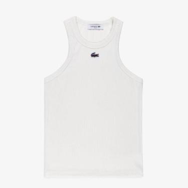 Imagem de Regata com Gola Redonda de Malha Canelada - Lacoste, 40, Branco