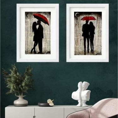 Imagem de Kit 2 Quadros Casal Sombrinha - 60X48Cm