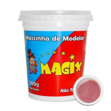Imagem de Pote Massinha De Modelar Infantil Escolar Atoxica Magix 500g, Vermelho
