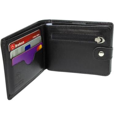 Imagem de Carteira de Couro Masculina Grande com Caixa porta RG Documento cédula