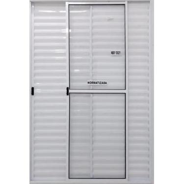 Imagem de Porta Balcão 3 folhas Alumino branco 2,10x1,20 C/trinco - ALLO ESQUADR