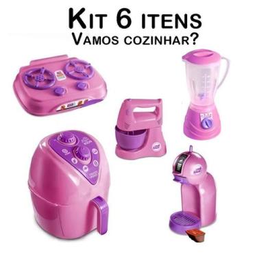 Imagem de Brinquedo Cozinha Casinha Comidinhas Eletro Menina 6pç - CLICKCOMPRAS 