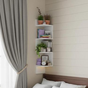 Imagem de Prateleira De Canto Branca Suspensa Decorativa Estante Livros - KELAN