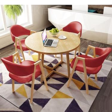 Imagem de Conjunto de mesa e cadeira de clube de recepção de escritório, mesa de negociação, mesa de centro com cadeira, pequenas mesas de conferência, conjunto de mesa de jantar para 4 (cor: 34, tamanho: 31,4