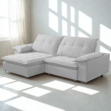 Imagem de Sofá Retrátil E Reclinável Veludo 2,00m Lisboa - Conforto Premium E Design Elegante | Lansof Brasil Cores Cinza