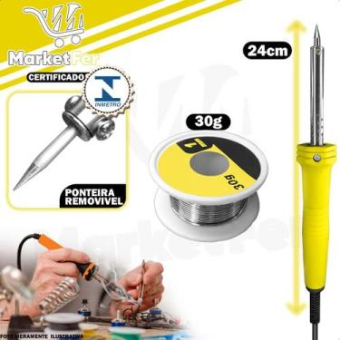 Imagem de Kit Profissional de Solda Ferro 60W 127V com Fio de Estanho Fluxo Inte