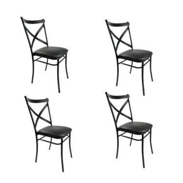 Imagem de Kit 4 Cadeiras De Aço Ferro Linha Katrina Luxo Para Cozinha Buffet Sal
