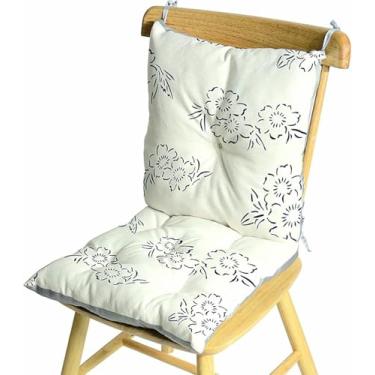 Imagem de Almofada para cadeira de balanço de interior com encosto alto, conjunto de almofadas para cadeiras de pátio japonesas com amarras para cadeiras de jantar e de escritório.
