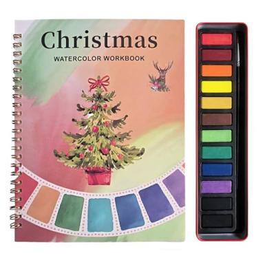 Imagem de Livro de exercícios em aquarela, livro de colorir com água, livros de aquarela para iniciantes com conjunto de tinta de 12 cores com pincel, adequado para adultos