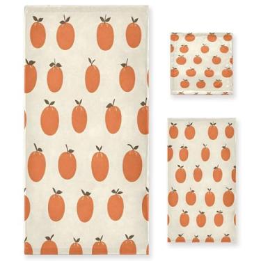 Imagem de xigua Conjunto de toalhas de banheiro laranjas absorvente macio 3 peças toalha de banho toalha de mão toalhas decorativas para banheiro, academia, hotel, praia, piscina
