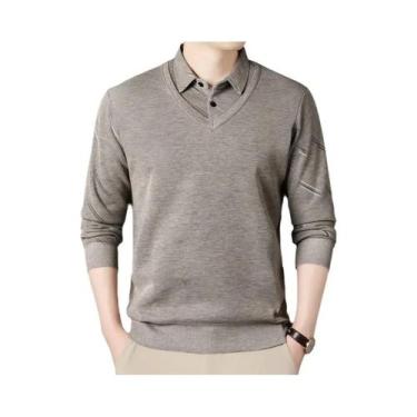 Imagem de Camisa Polo Masculina De Pulôver Forrada Com Fleece Outono Inverno Cas