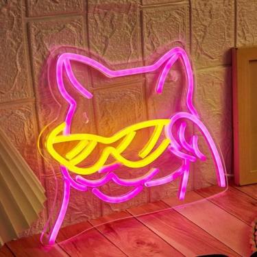Imagem de Luminária LED Neon Cool Cat Com Alimentação USB, Luz Noturna 3D, Arte 