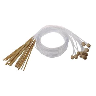 Imagem de Kit 12 Agulhas Crochê Tricô Afegão Bambu 120 Cm. - Good Home