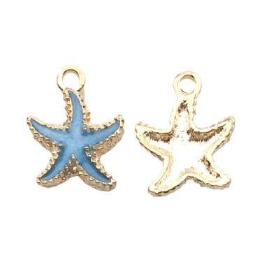 Imagem de Pingentes De Esmalte Azul Escuro 20 Peças: Estrela, Flor E Coração Par