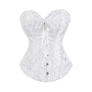 Imagem de Corset Feminino Vitoriano Gótico Com Renda Floral Jacquard, Estilo Bus